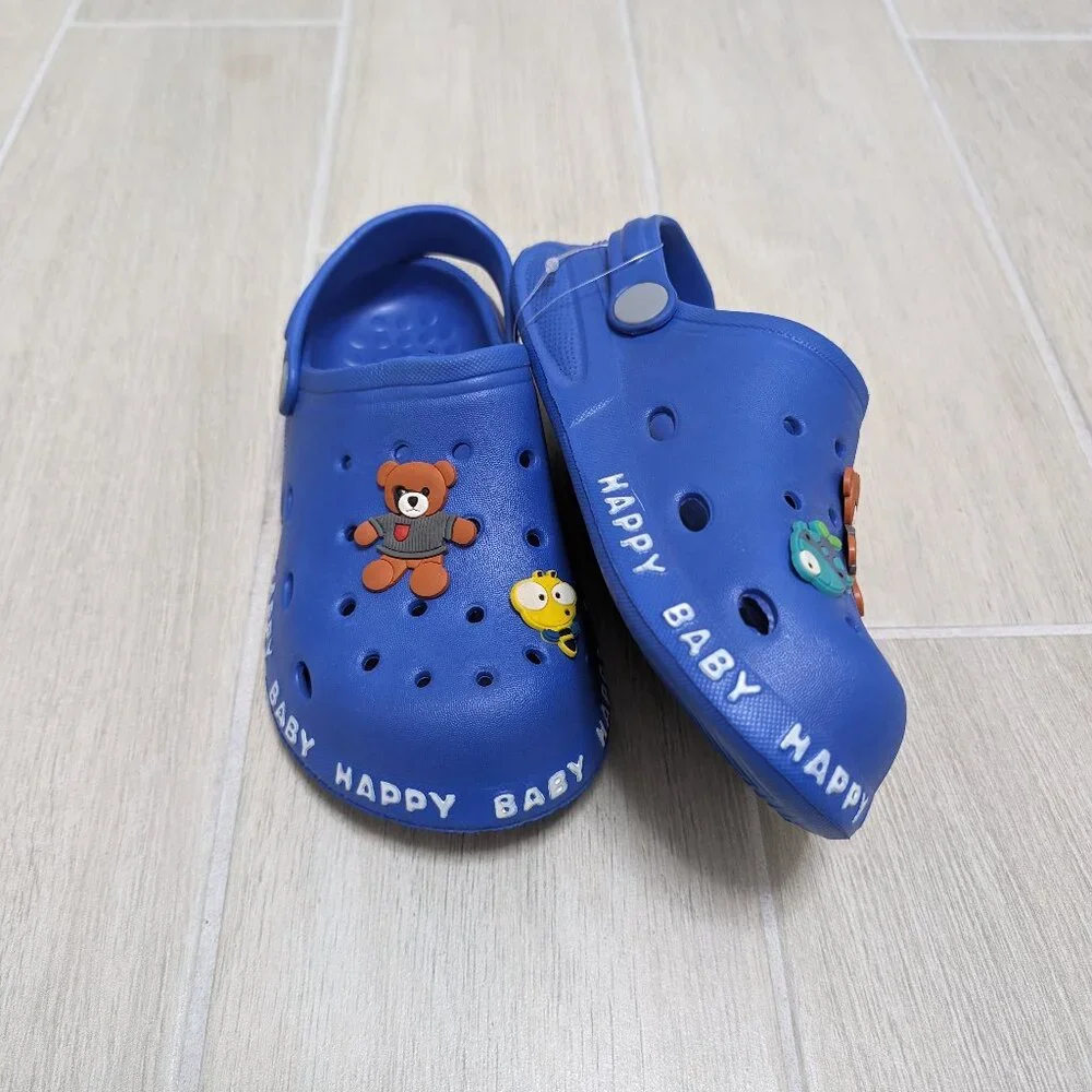 NWT Super Cute DARK BLUE Teddy Clogs Kids Unisex Slip-ons Sizes 12M …